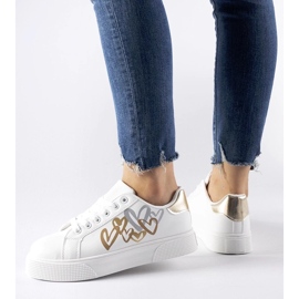 D/GMR Zapatillas blancas y doradas en la plataforma Montclair blanco 1