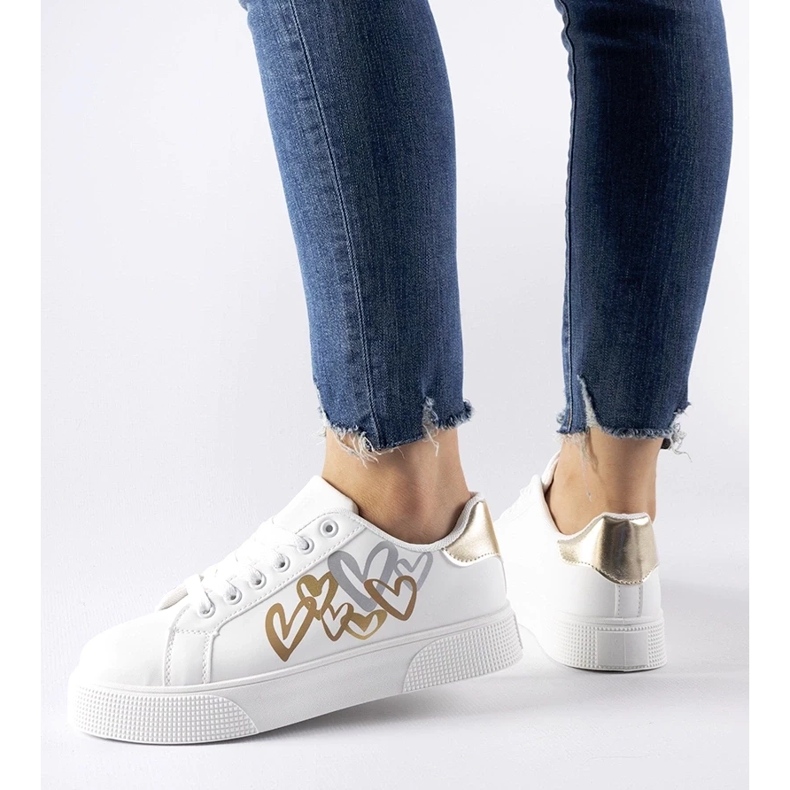 D/GMR Zapatillas blancas y doradas en la plataforma Montclair blanco 1