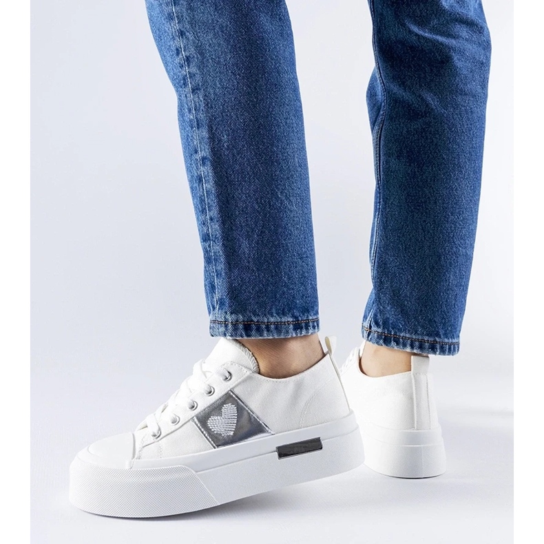 D/GMR Zapatillas Lawton con plataforma blancas y plateadas blanco 1