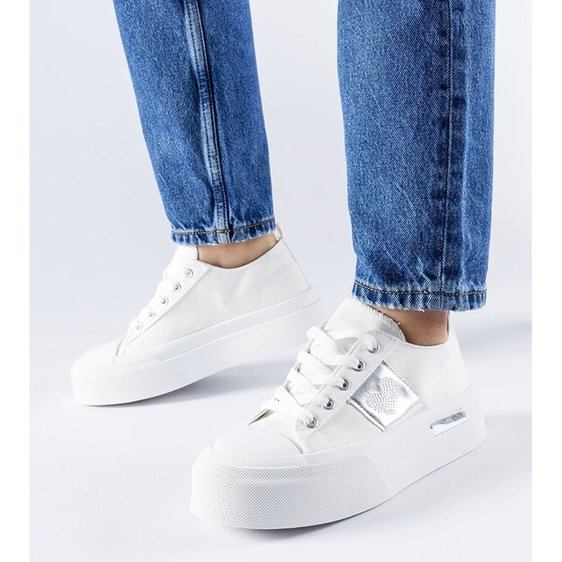 D/GMR Zapatillas Lawton con plataforma blancas y plateadas blanco 2