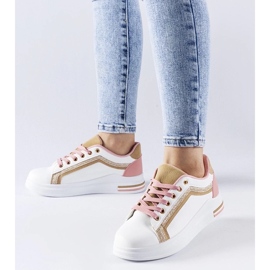 D/GMR Zapatillas blancas y rosas en la plataforma Mayfield con elementos dorados blanco 2