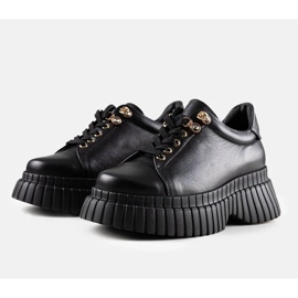 D/GMR Zapatillas de deporte de cuero negro en la plataforma Karino 3