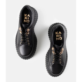 D/GMR Zapatillas de deporte de cuero negro en la plataforma Karino 4
