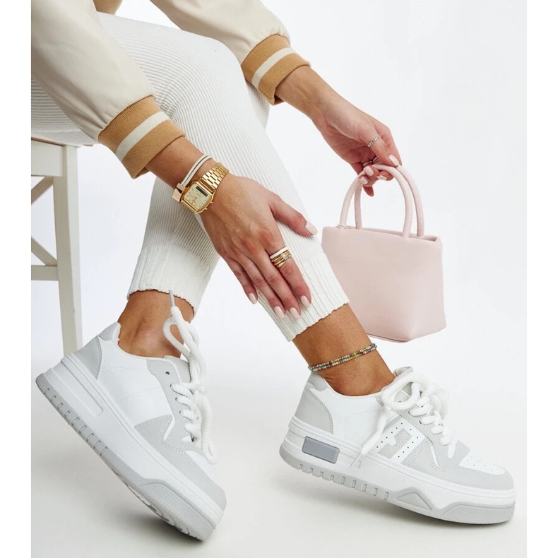 D/GMR Zapatillas Galit blancas y grises con suela gruesa. blanco 2