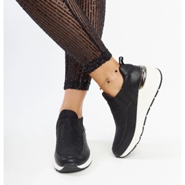D/GMR Zapatillas negras de cuña con circones y elementos dorados Ashleey negro 3