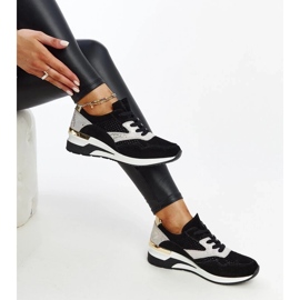 Zapatillas de deporte de cuero negro en la cuña Manfrin 2