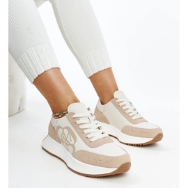 Zapatillas de cuero blanco y beige salimah 2