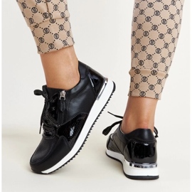 Zapatillas de piel negras con aplicación metálica Rida negro 5