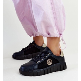 Zapatillas de cuero negras con suela masiva de Viera. negro 4