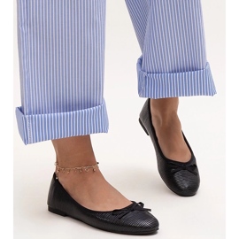 Bailarinas negras con lazo y aplicación de piel Rosaly negro 1