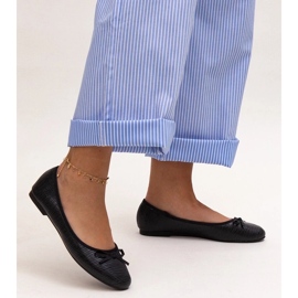 Bailarinas negras con lazo y aplicación de piel Rosaly negro 2