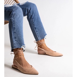 D/CEO Bailarinas Leaia beige con cordones y tacón abierto 3