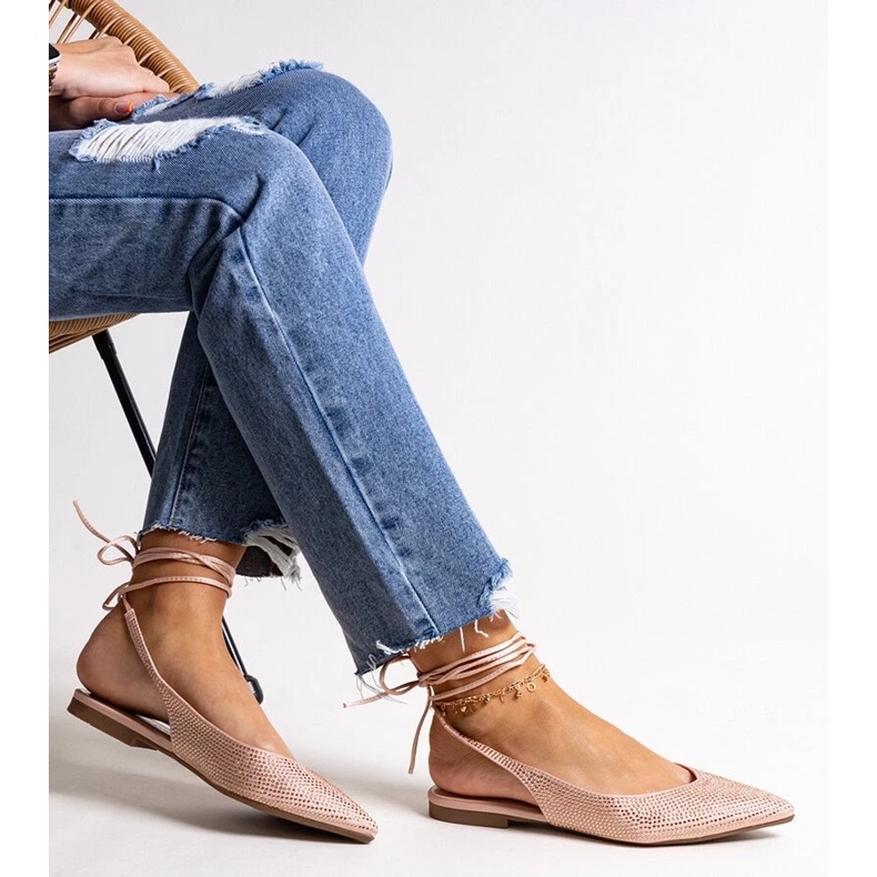 D/CEO Bailarinas Safine con cordones rosa y pedrería rosado 1