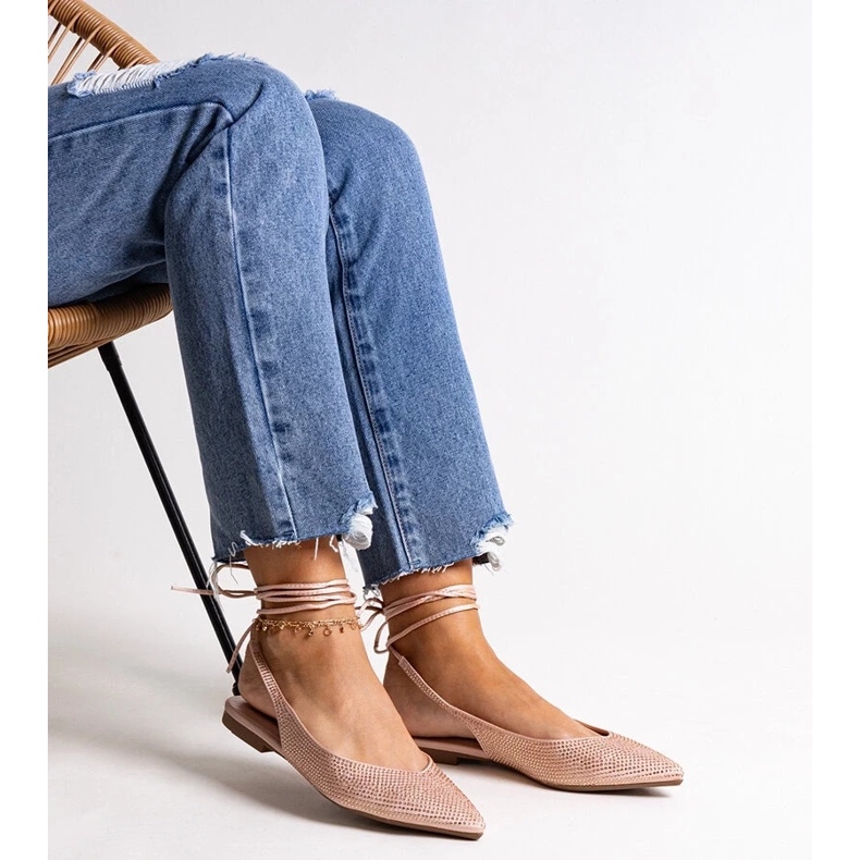 D/CEO Bailarinas Safine con cordones rosa y pedrería rosado 2