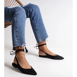 D/CEO Bailarinas Safine negras con cordones y pedrería negro 1