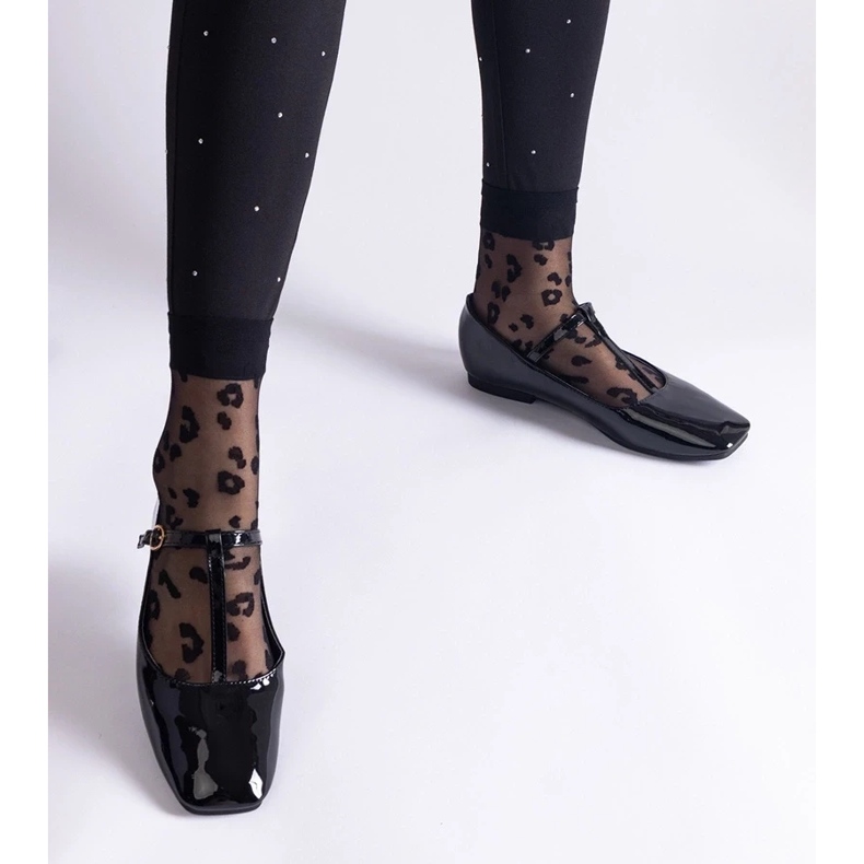 D/CEO Bailarinas de charol negro con cinturón Marsella 1