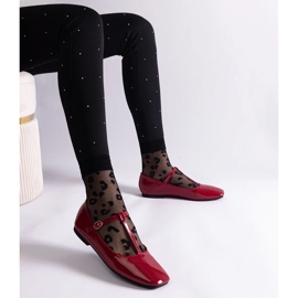 D/CEO Ballerinas de barnished rojo con el cinturón de marsella 2
