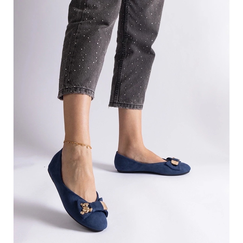 D/CEO Bailarinas azul marino decoradas con lazo y broche de Esdras 2