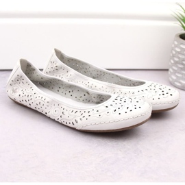 Zapatos cómodos de piel calados Rieker W RKR649, blanco 6
