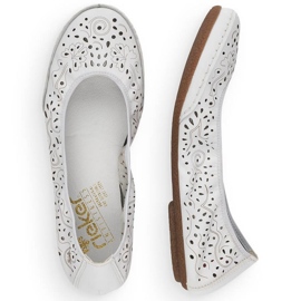 Zapatos cómodos de piel calados Rieker W RKR649, blanco 10