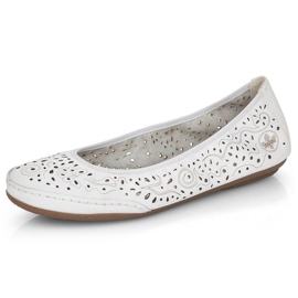 Zapatos cómodos de piel calados Rieker W RKR649, blanco 11