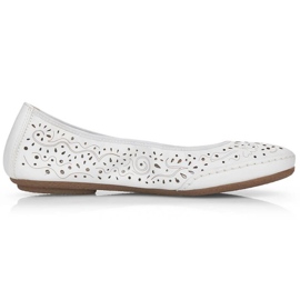 Zapatos cómodos de piel calados Rieker W RKR649, blanco 12