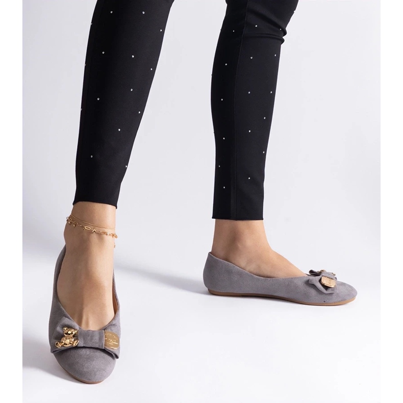 D/CEO Bailarinas grises decoradas con lazo y broche de Esdras 2