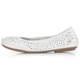 Zapatos cómodos de piel calados Rieker W RKR649, blanco 16