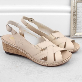 Sandalias cómodas de piel Rieker W RKR682, beige 6