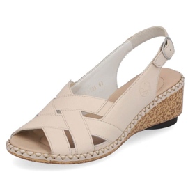 Sandalias cómodas de piel Rieker W RKR682, beige 8