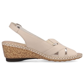 Sandalias cómodas de piel Rieker W RKR682, beige 9