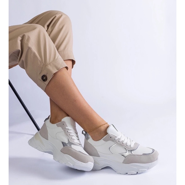 D/CEO Zapatillas blancas en la suela masiva de Torreza blanco 1