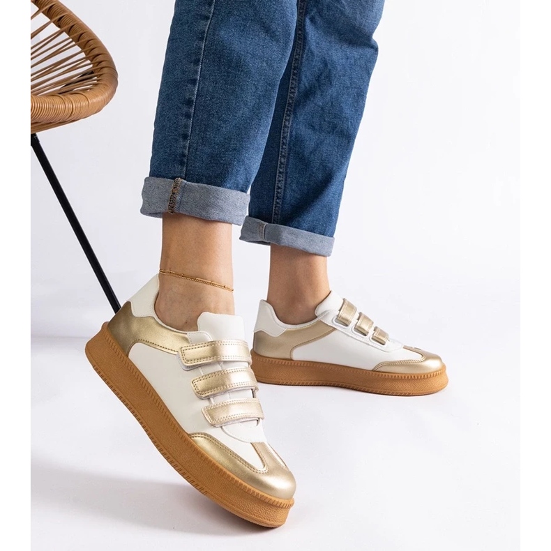 D/CEO Zapatillas Mena doradas con cierre de velcro. dorado 2