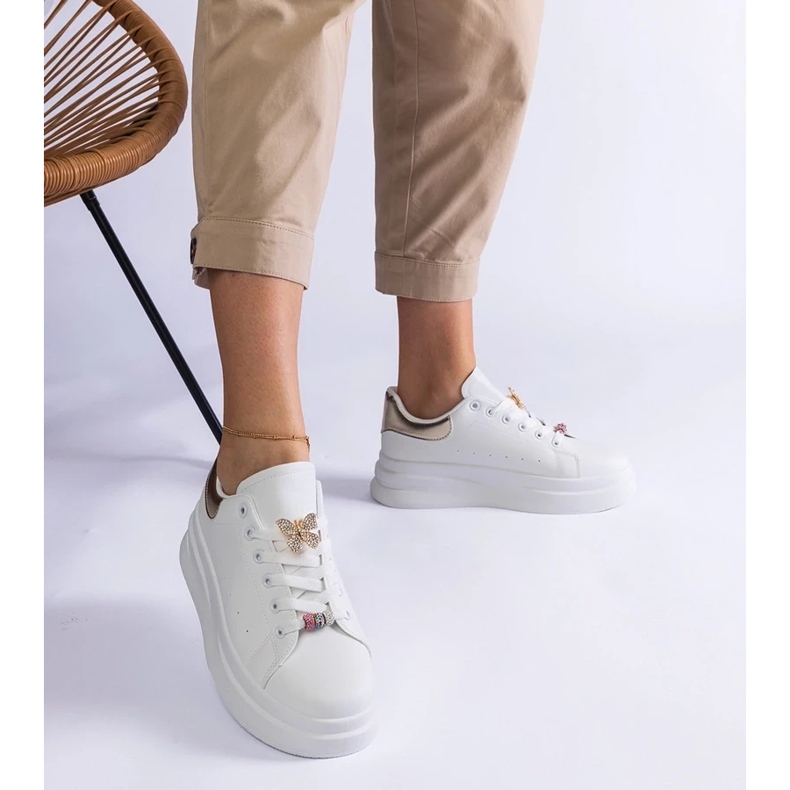 D/CEO Deportivas blancas con plataforma decoradas con una mariposa Aranda blanco 2