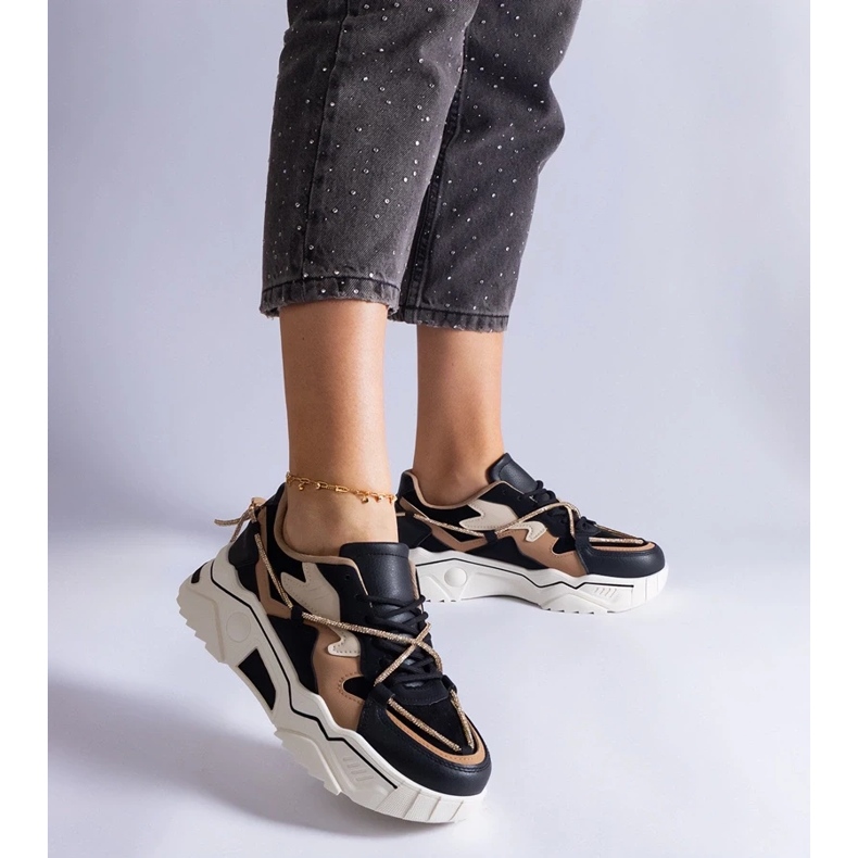 D/CEO Zapatillas negras decoradas con cordón de circonitas Valdez. negro 2