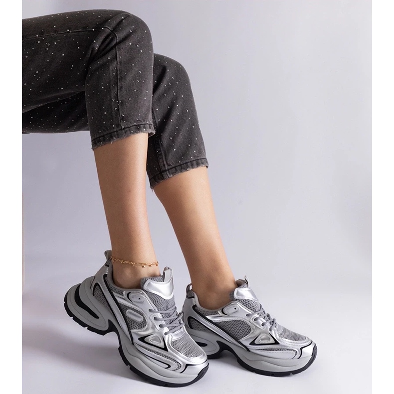 D/CEO Zapatillas plateadas con suela Adom masiva. plata 2