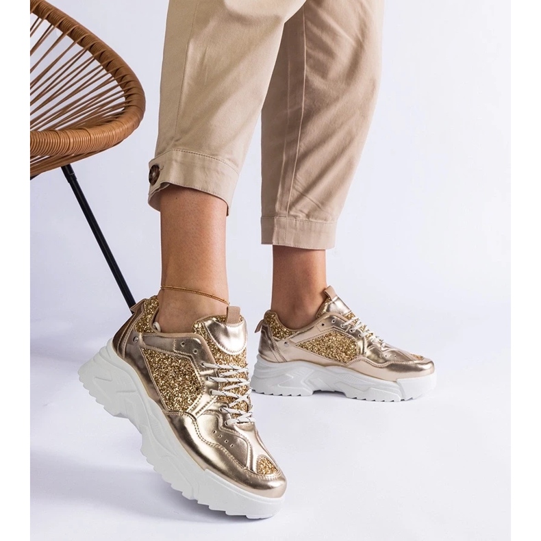 D/CEO Deportivas doradas de mujer con inserciones de purpurina Caraballo dorado 2