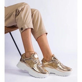 D/CEO Deportivas doradas de mujer con inserciones de purpurina Caraballo dorado 3