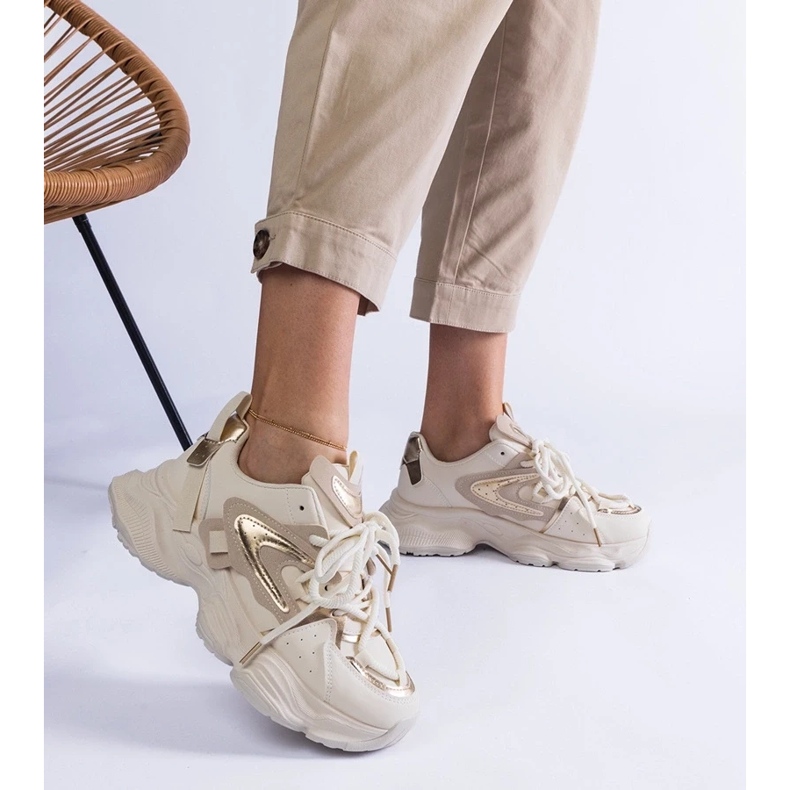 D/CEO Zapatillas deportivas beige femeninas en una suela masiva de gravamen 2