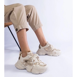 D/CEO Zapatillas deportivas beige femeninas en una suela masiva de gravamen 4