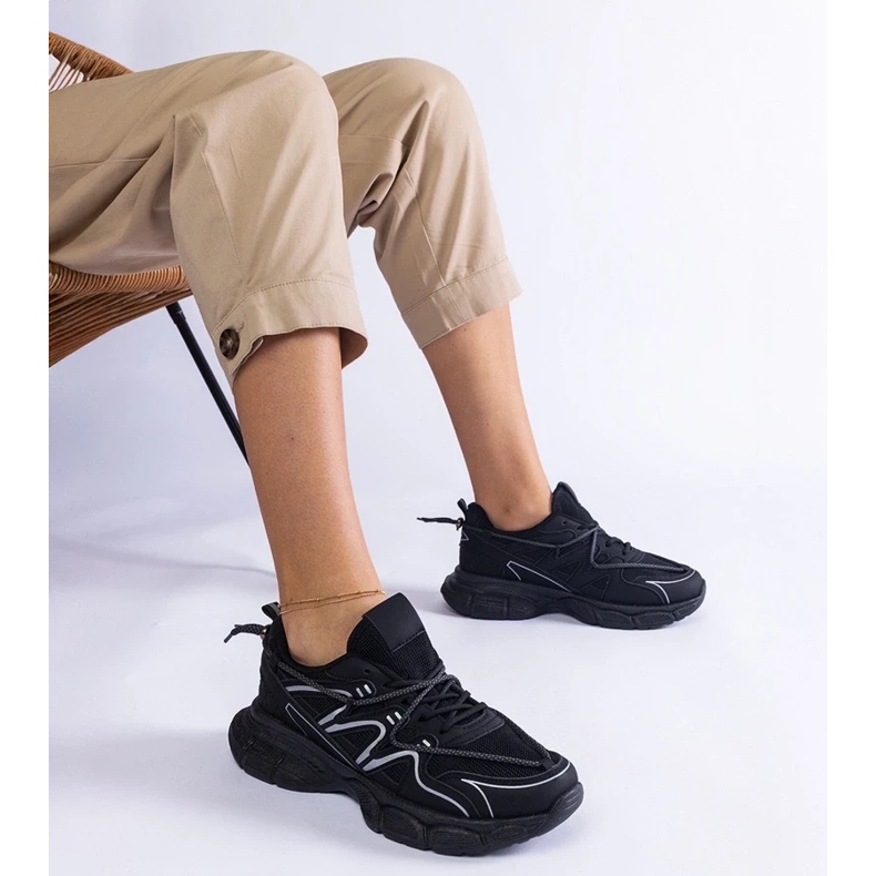 D/CEO Zapatillas negras para mujeres en la suela masiva de colanga negro 1