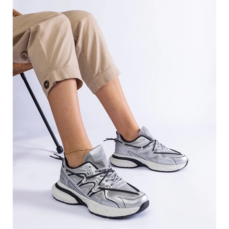 D/CEO Zapatillas plateadas de mujer con suela masiva de Colunga. plata 1