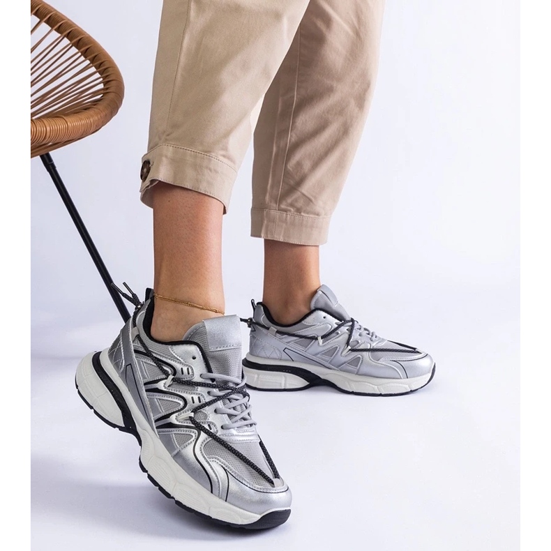 D/CEO Zapatillas plateadas de mujer con suela masiva de Colunga. plata 2