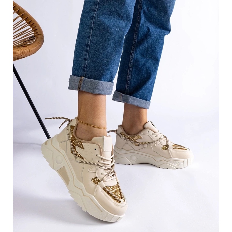 D/CEO Deportivas de mujer beige con purpurina Agar 2