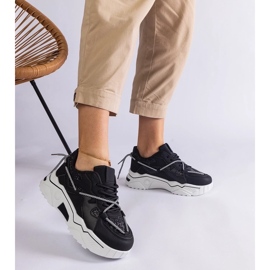 D/CEO Zapatillas negras para mujeres con agar con brillo negro 4