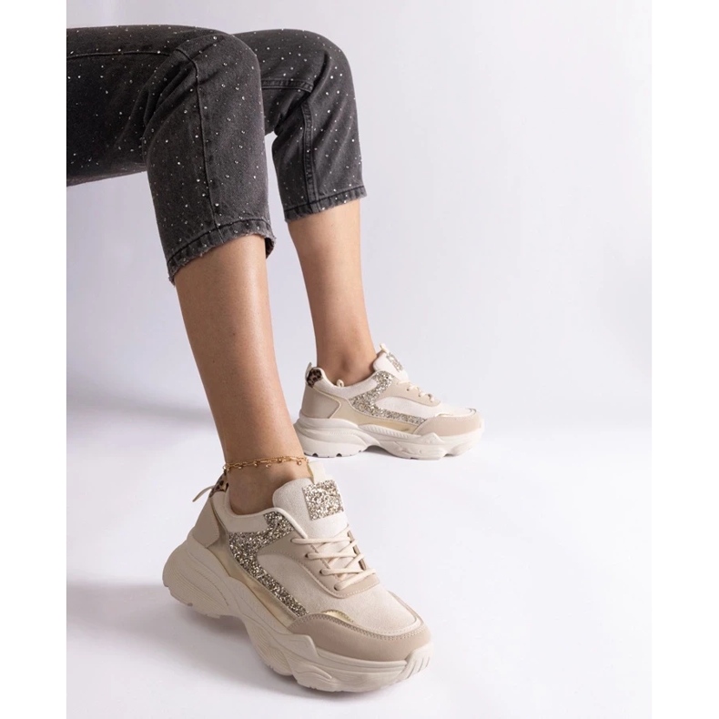 D/CEO Deportivas beige con inserciones Clorinda de purpurina 1