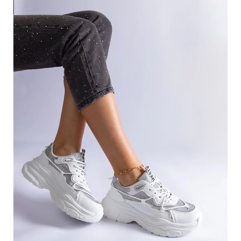 D/CEO Zapatillas blancas con inserciones de purpurina Rigel. blanco 2