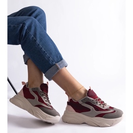 D/CEO Deportivas Milenka de mujer granate y gris rojo 2