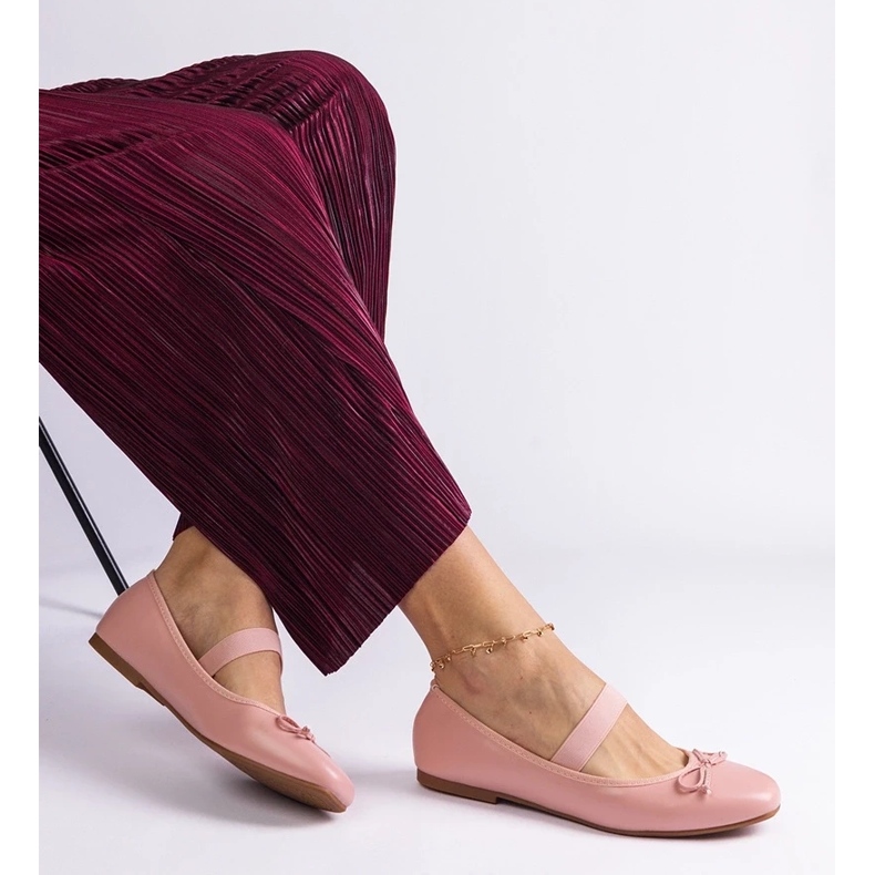 D/CEO Bailarinas rosas con banda elástica y lazo decorativo de Newton rosado 2