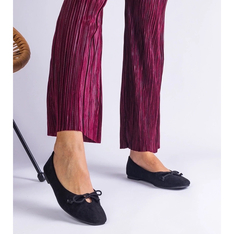 D/CEO Bailarinas negras con lazo decorativo de Pollinos negro 2